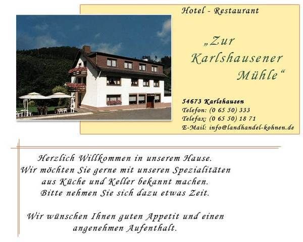 Bilder Restaurant Zur Karlshausener Mühle Werner Kohnen