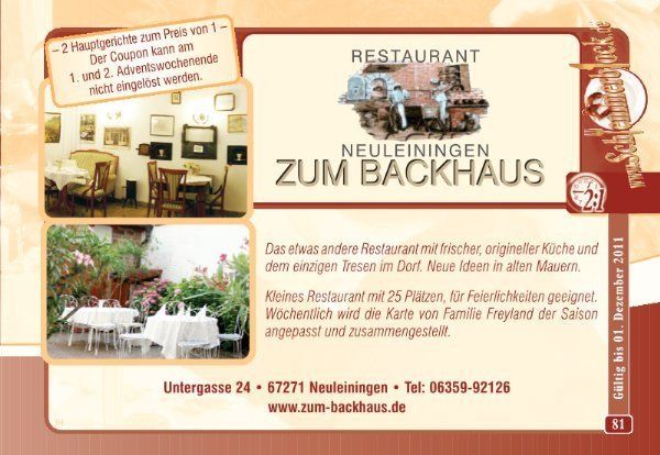 Bilder Restaurant Zum Backhaus Restaurant